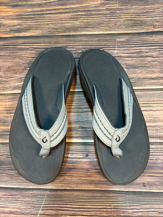 OluKai Men\'s Hokua Black Gray Thong Sandals Size 8 main image 6